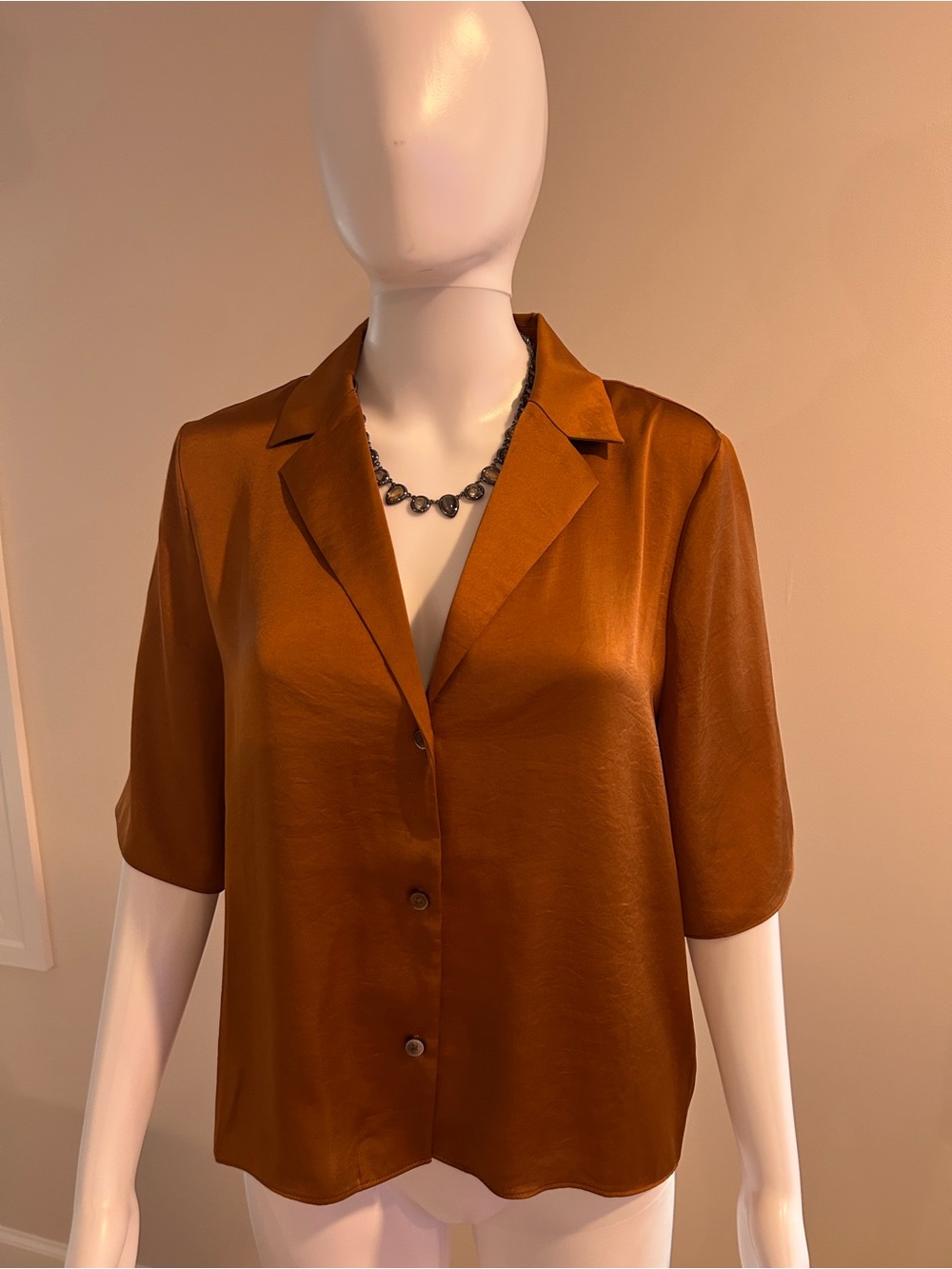 Wilfred Rust Copper Short Sleeve Button-Down Blouse